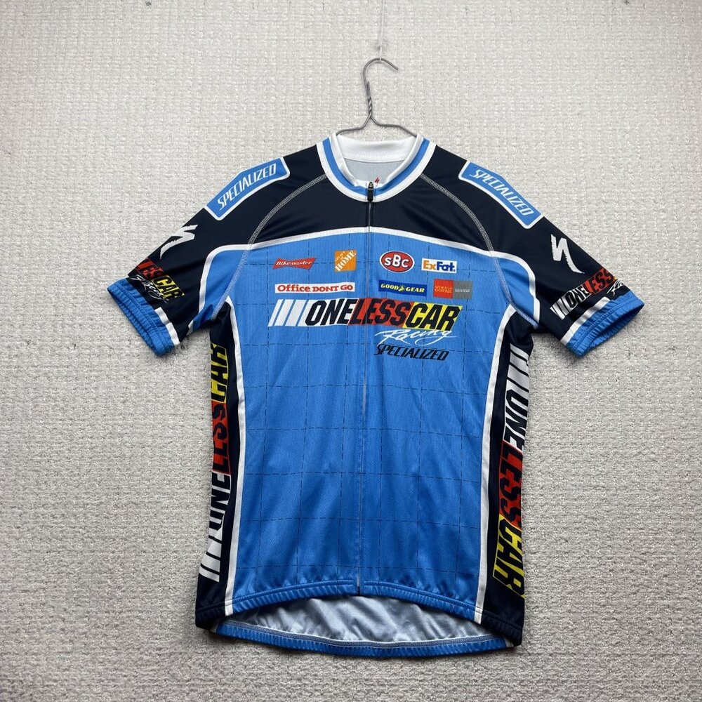 Specialized Cycle Jersey Racing One Less Car Men Sz L Blue Performance Light